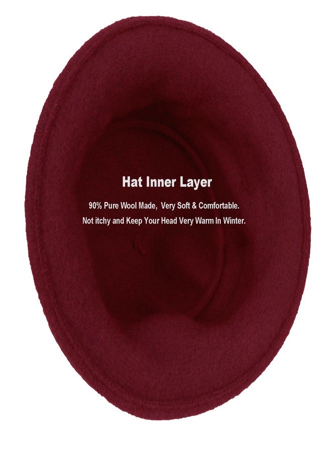 Sydbecs Wool Cloche Hat for Women Winter Bucket Hat 1920s Vintage Floral Fedoras Hat(Red) - Image 3